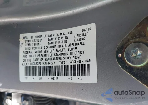 2017 Honda Accord Sport z USA, uszkodzony, nr VIN 1HGCR2F51HA044825